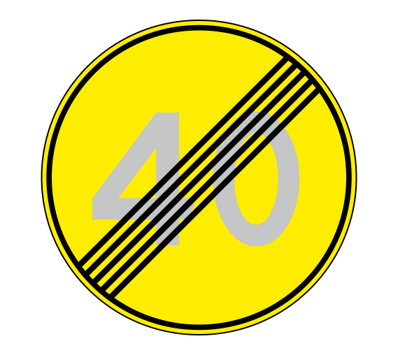 Знак 3.25 Конец ограничения максимальной скорости (Временный)