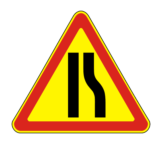 Знак 1.20.2 Сужение дороги (Временный)