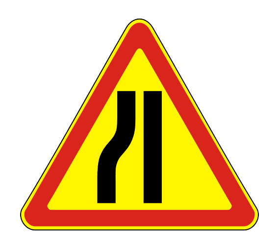 Знак 1.20.3 Сужение дороги (Временный)